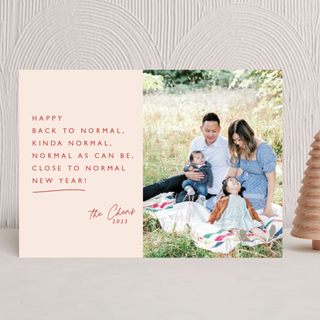 "Kinda Normal" - Holiday Cards in Winter Rose by Hudson meet Rose - Front