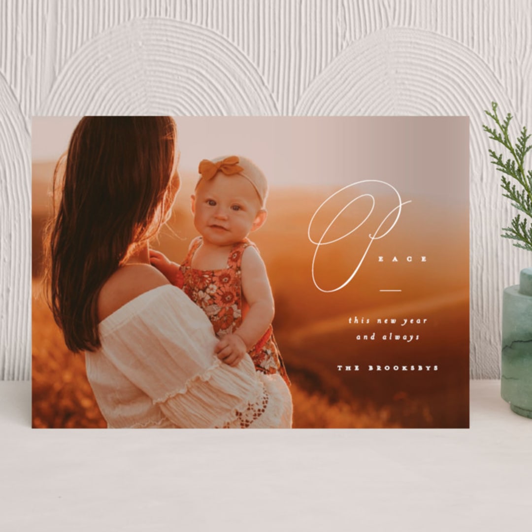 "Minimalist Peace" - Holiday Cards in Salt by Erin L. Wilson - Front