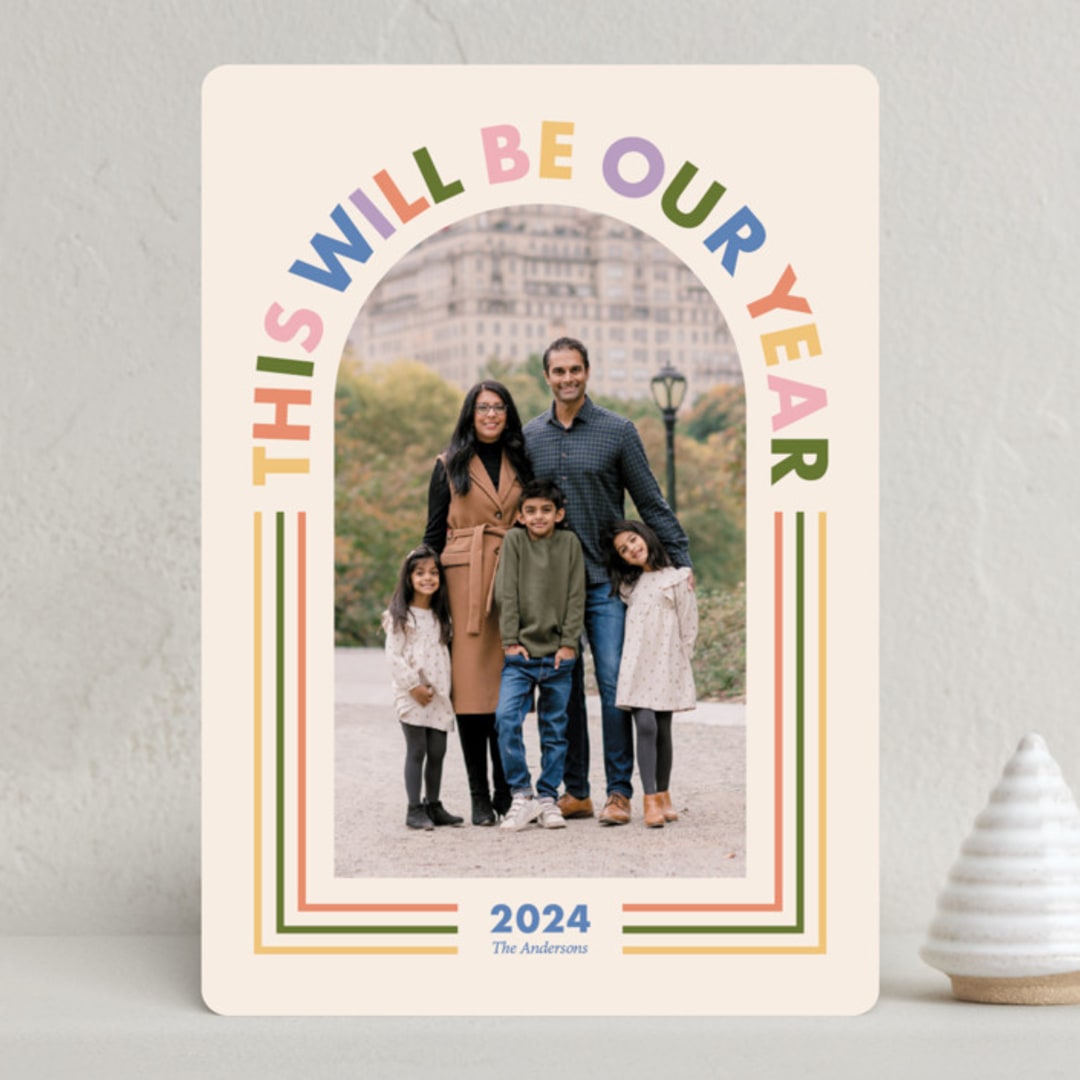 "This Will Be Our Year Arched Type" - Holiday Cards in Candy Jar by Ampersand Design Studio - Front