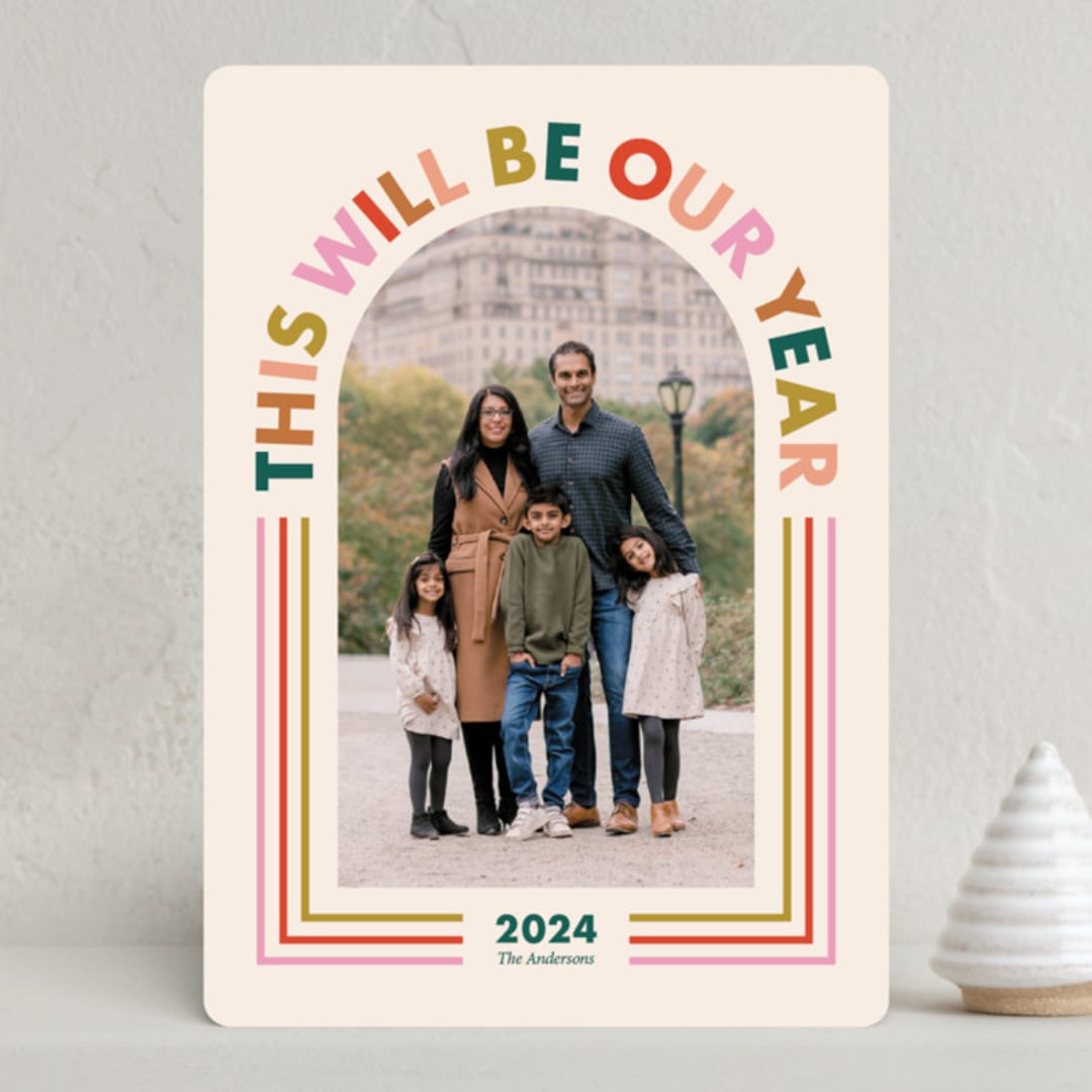 "This Will Be Our Year Arched Type" - Holiday Cards in Pomegranate by Ampersand Design Studio - Front