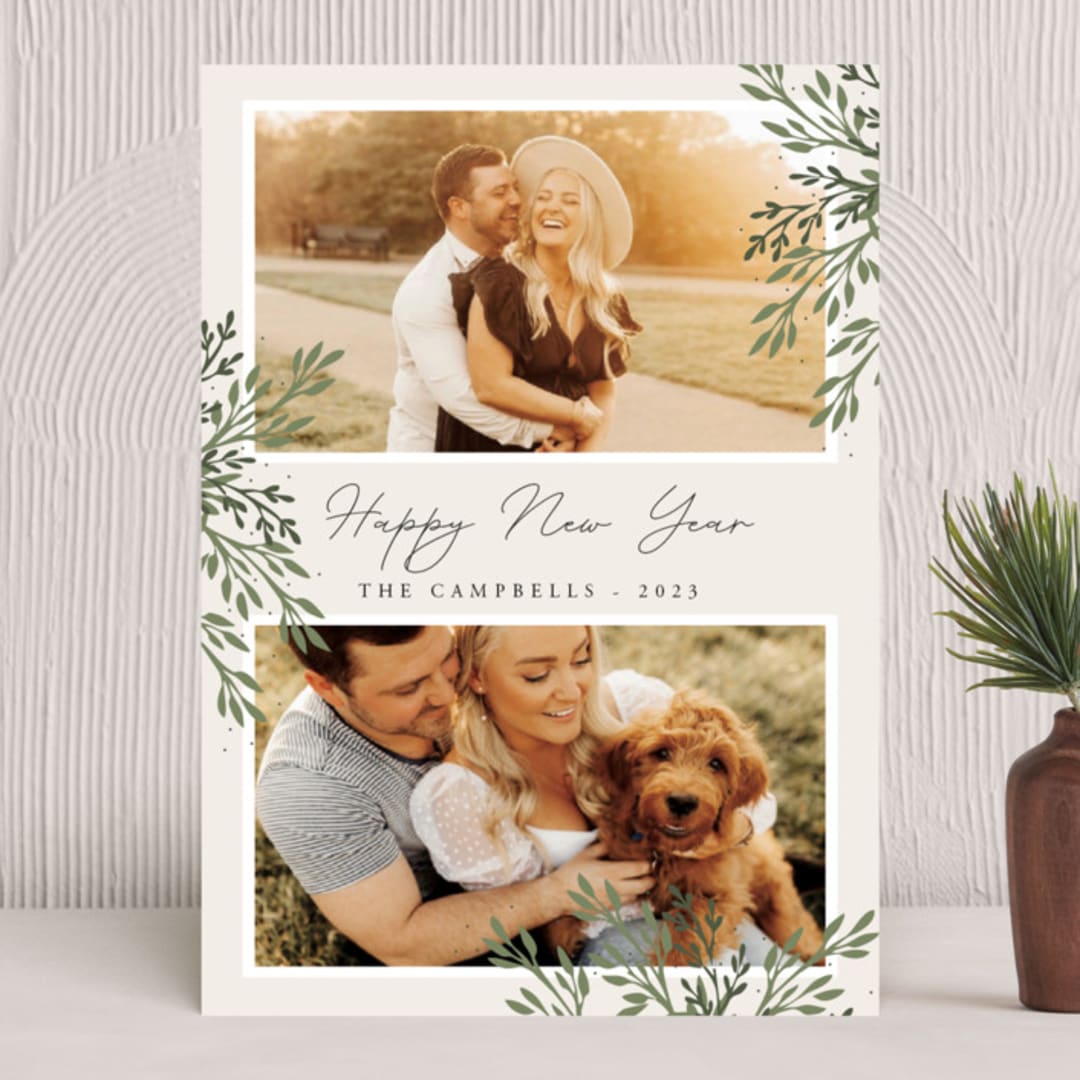 "fresh leaves" - Holiday Cards in Sand by Oma N. Ramkhelawan - Front