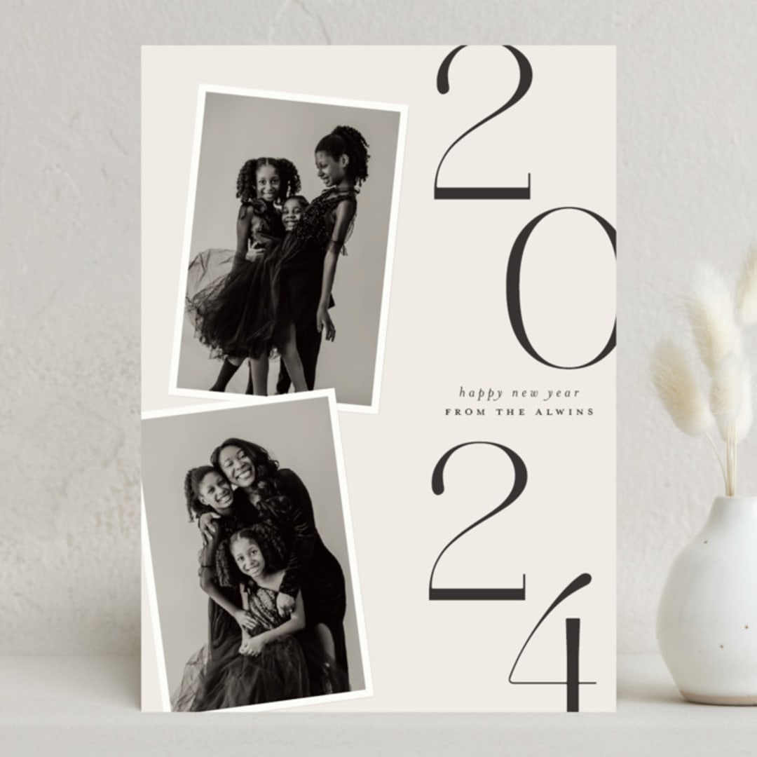 "Stacks" - Holiday Cards in Cream by Ellen Schlegelmilch - Front