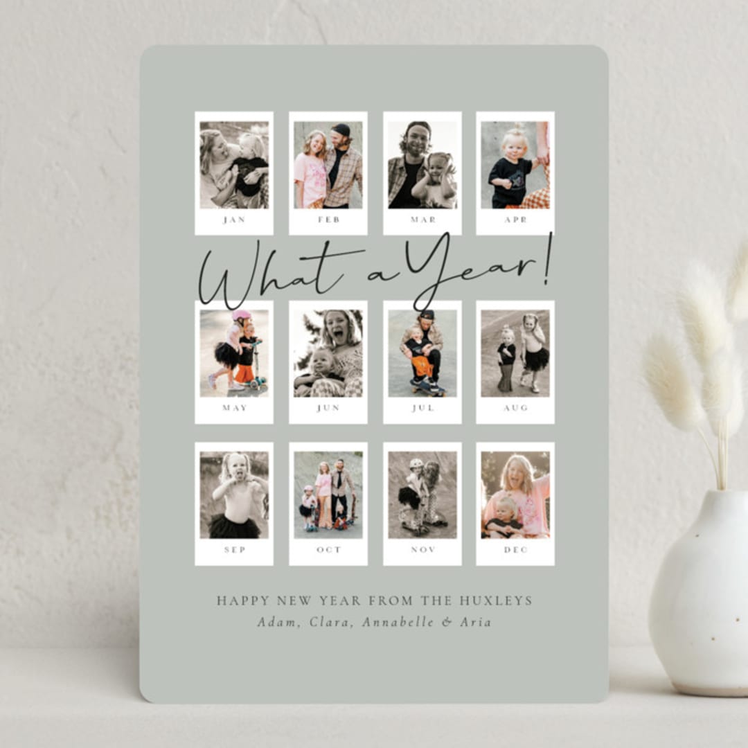 "What A Year!" - Holiday Cards in Wintermint by Meggy Masters - Front