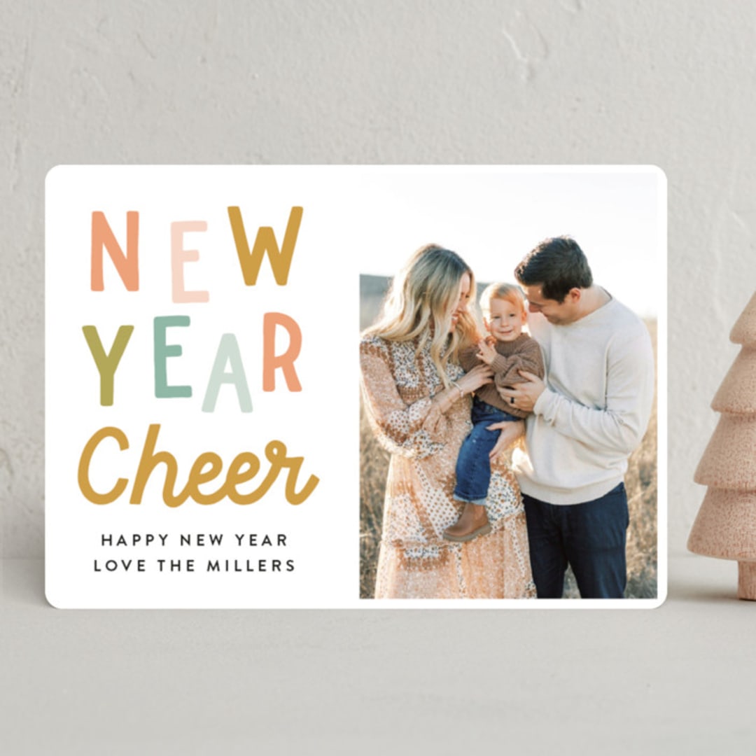 "Cheeky Cheer" - Holiday Cards in Candy Stripe by Darby McGuire - Front
