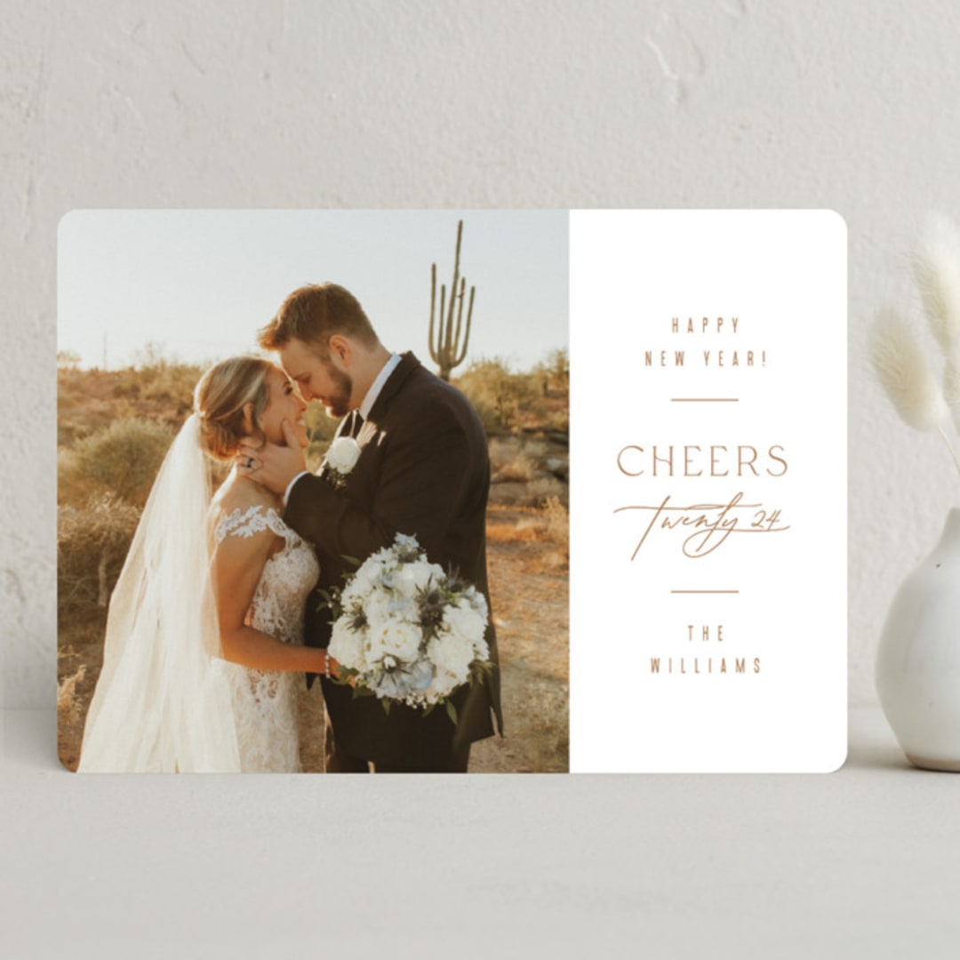 "Elegant Beginning" - Holiday Cards in Almond by Ana Sharpe - Front