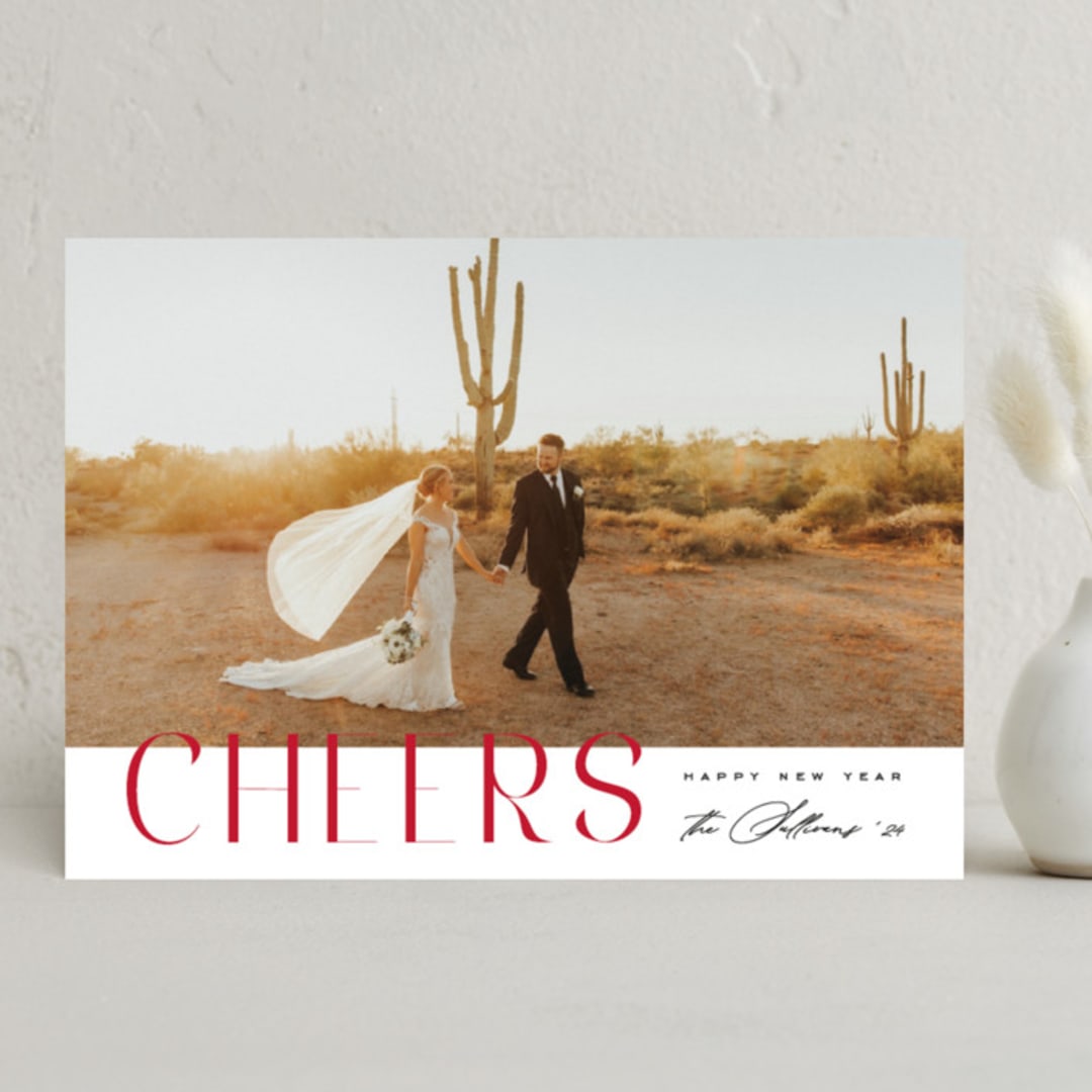 "Modern Cheer" - Holiday Cards in Poinsettia by Ana Sharpe - Front