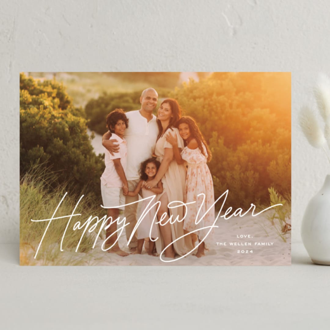 "Monoline Lettering" - Holiday Cards in Sparkler by Erin German - Front