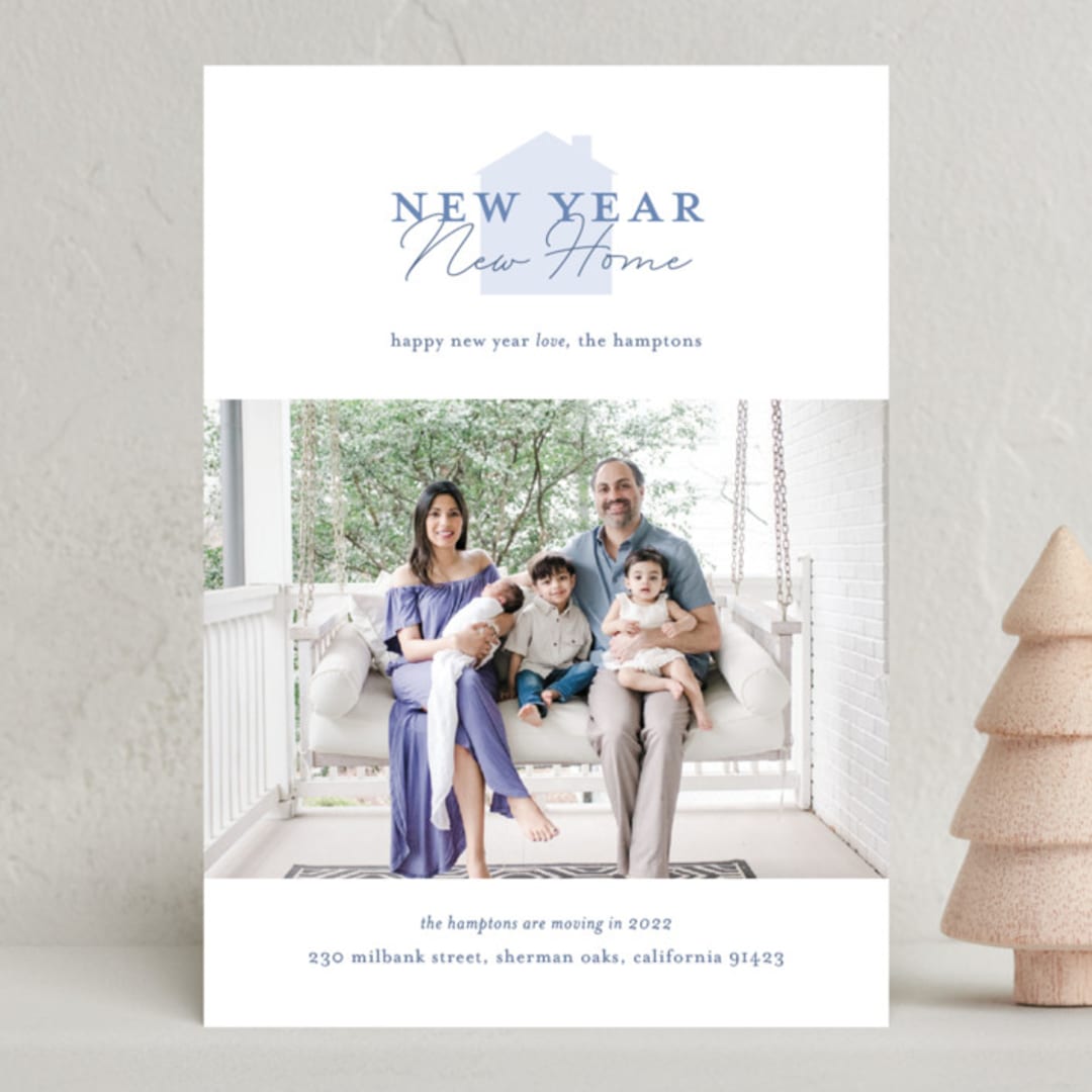 "New Year New Home" - Holiday Cards in Hydrangea by Alexandra Cohn - Front