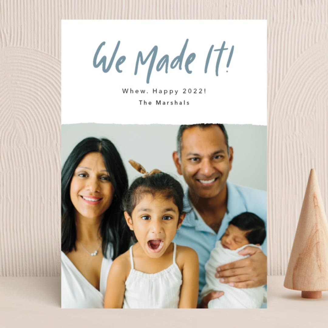 "We Made It!" - Holiday Cards in Moonstone by Kelsey Mucci - Front