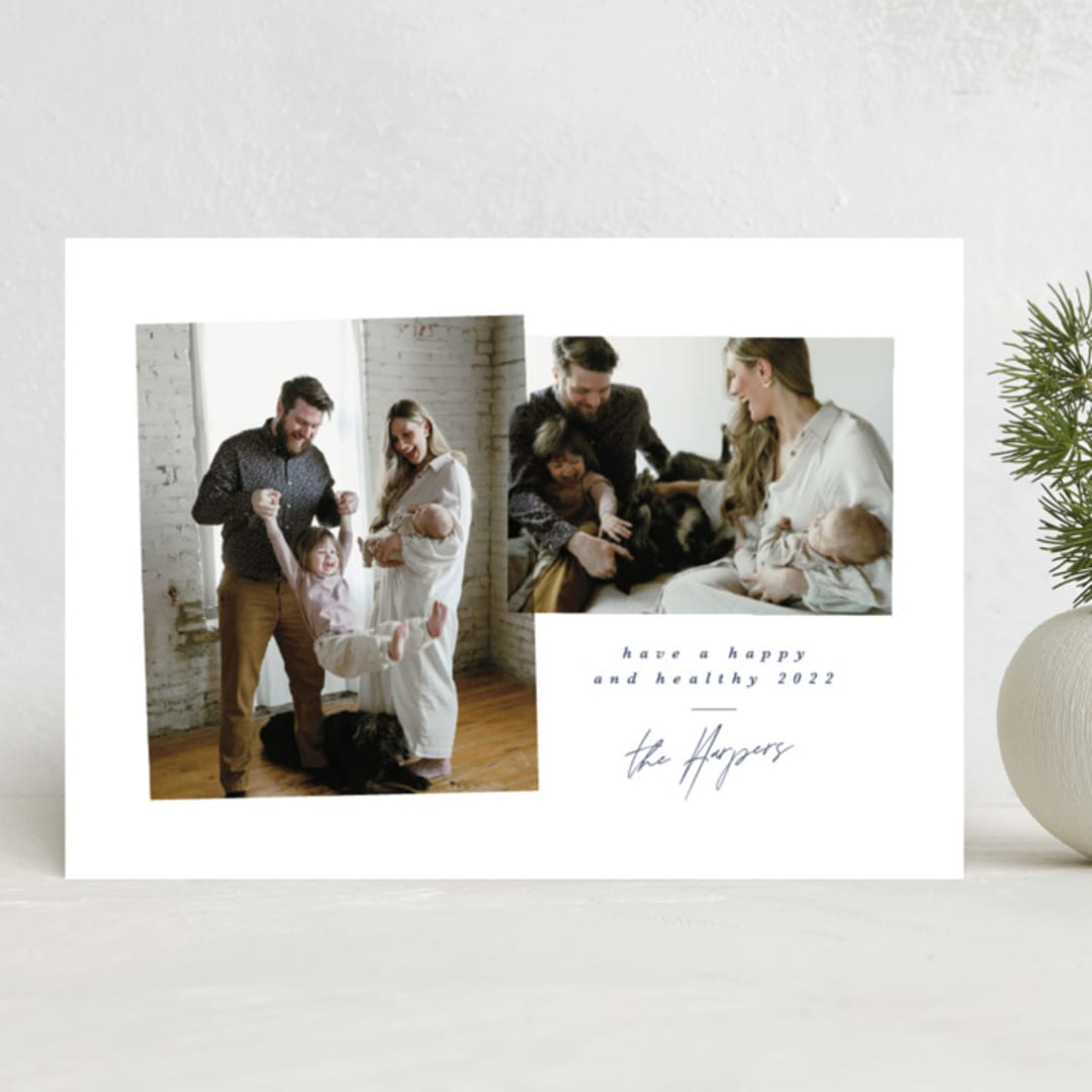 "Mix and Match" - Holiday Cards in Denim by Jen Banks - Front