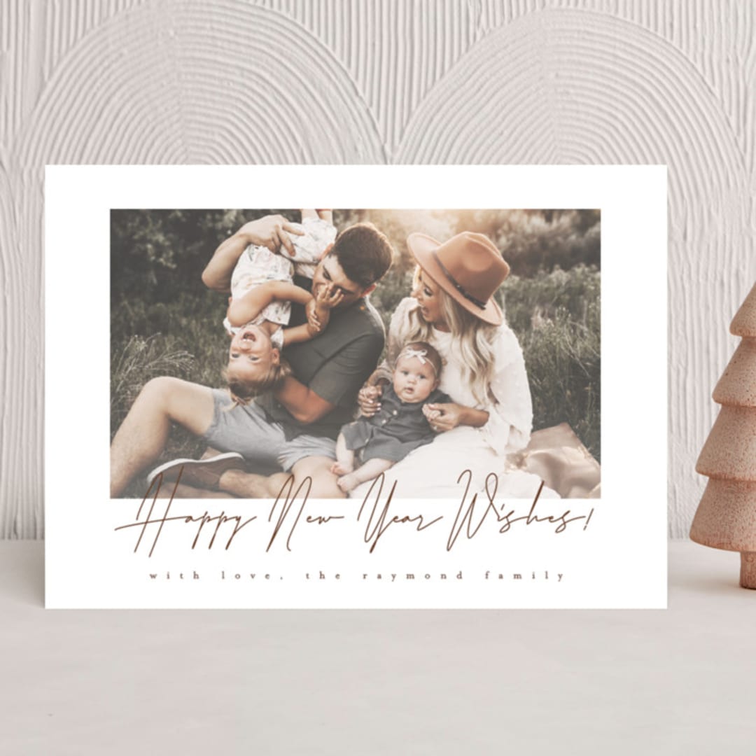"Happy Wishes" - Holiday Cards in Ecru by AK Graphics - Front