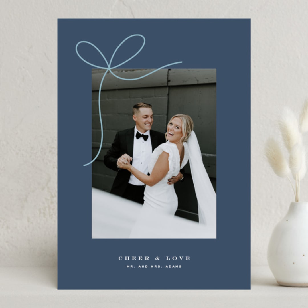 "Little Bow" - Holiday Cards in Blue Spruce by Yuliya Evseeva - Front