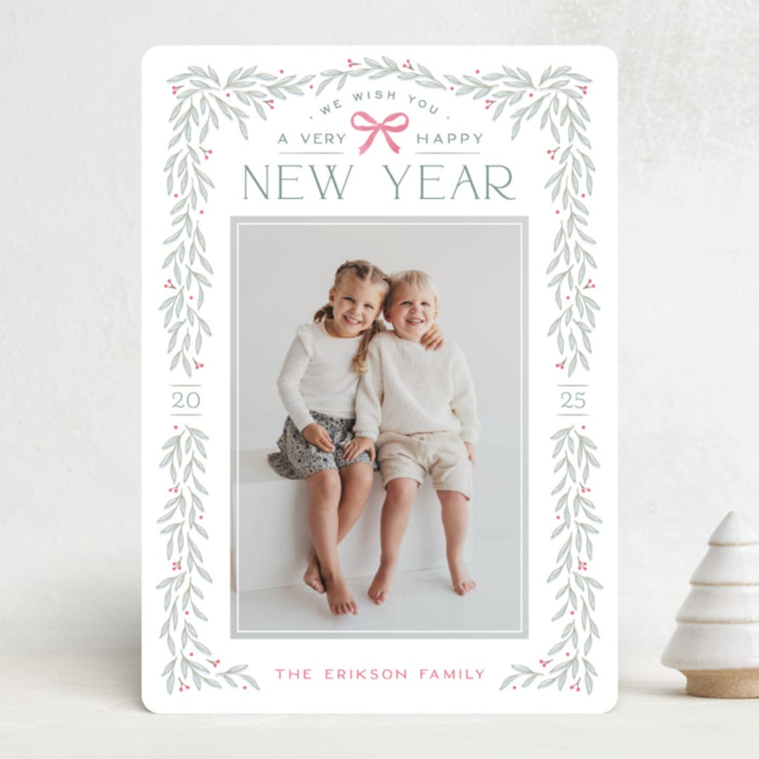 "Christmas Garland" - Holiday Cards in Berry by Hooray Creative - Front