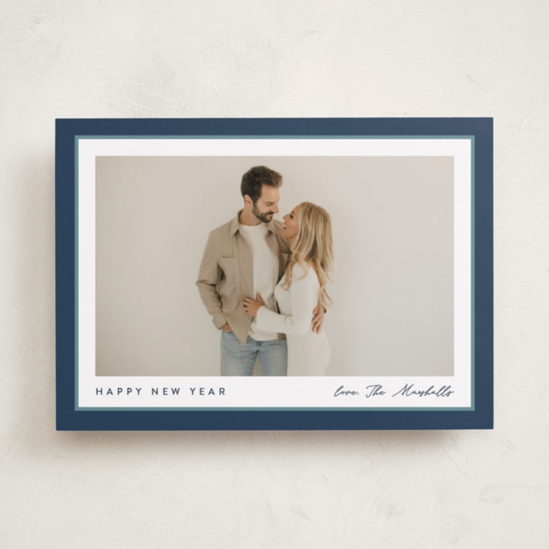 "Ribbon Frame" - Holiday Cards in Glacier by Carolyn MacLaren - Front