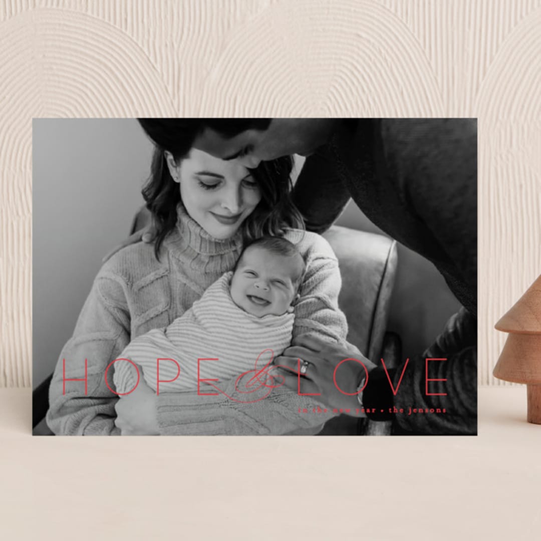"Hope and Love" - Holiday Cards in Peppermint by Mansi Verma - Front