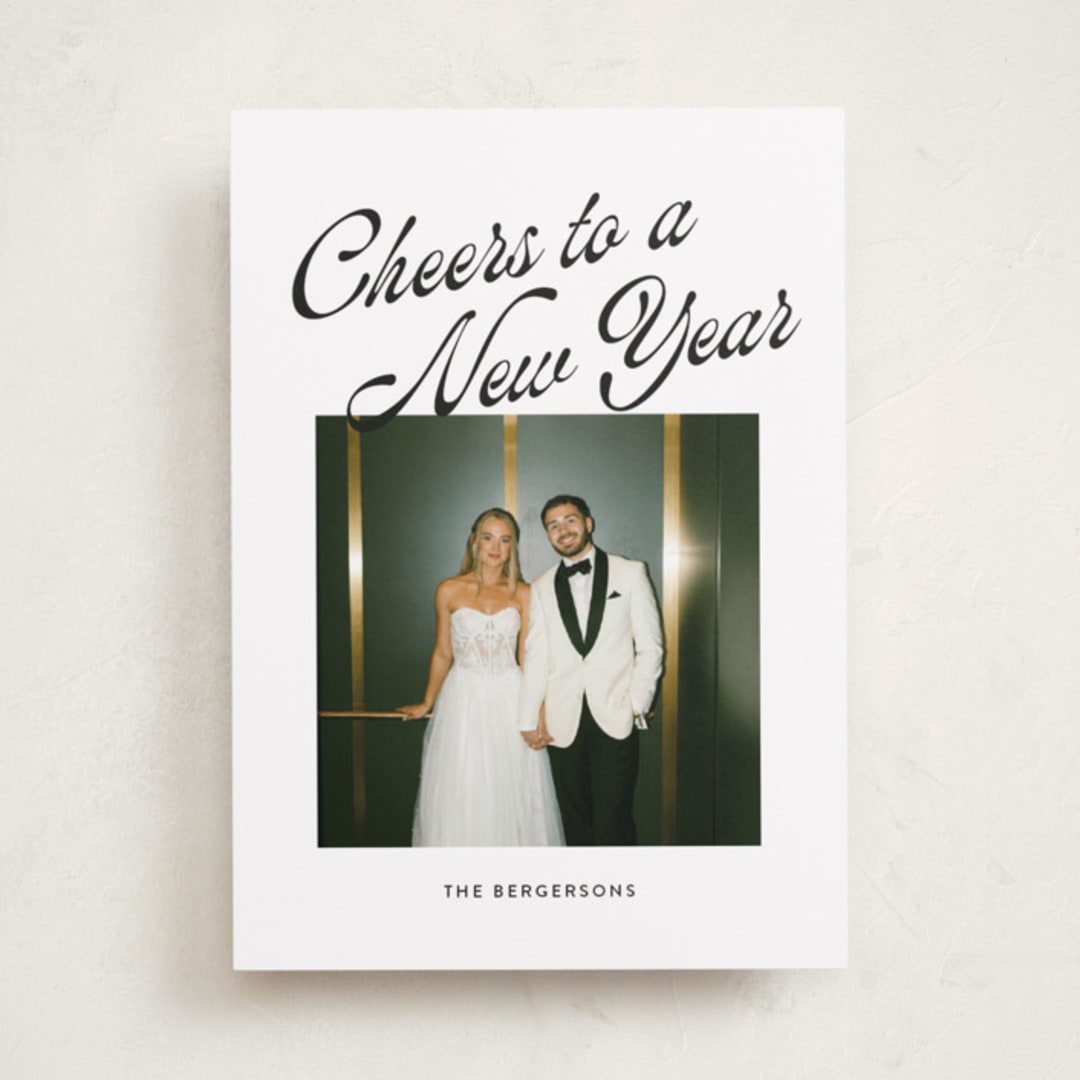 "Cheers to a New Year" - Holiday Cards in Tie by Itsy Belle Studio - Front