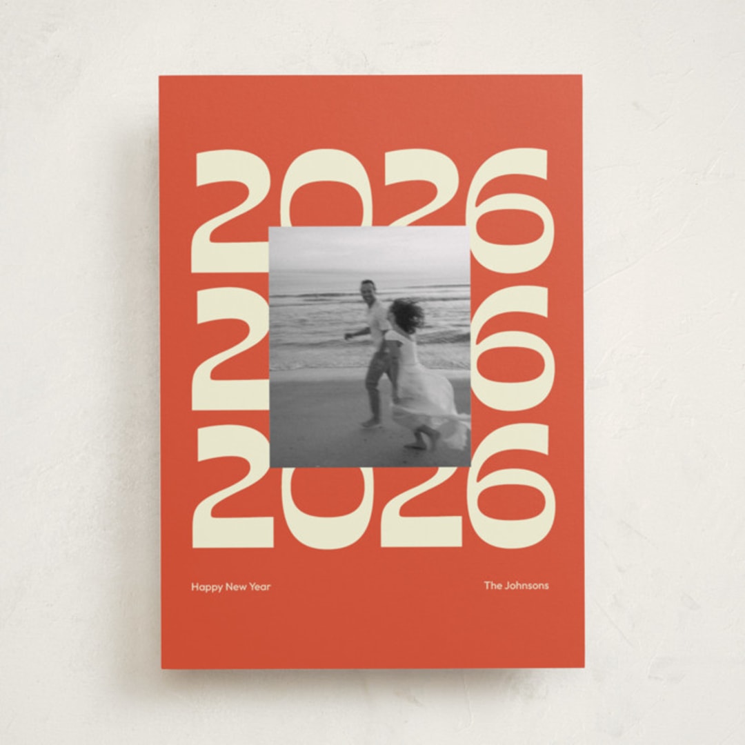 "Minimal 2026" - Holiday Cards in Tangerine by Olivia Faye Co - Front