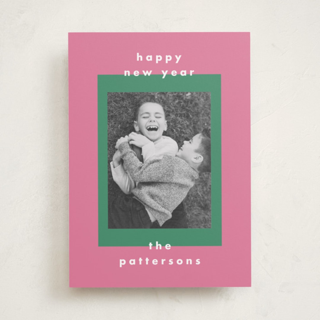 "Colorblock" - Holiday Cards in Watermelon by AK Graphics - Front