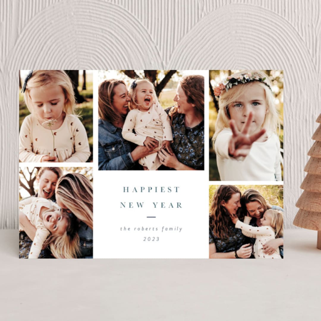 "Photo Block" - Holiday Cards in Azure by Abi de Leon - Front