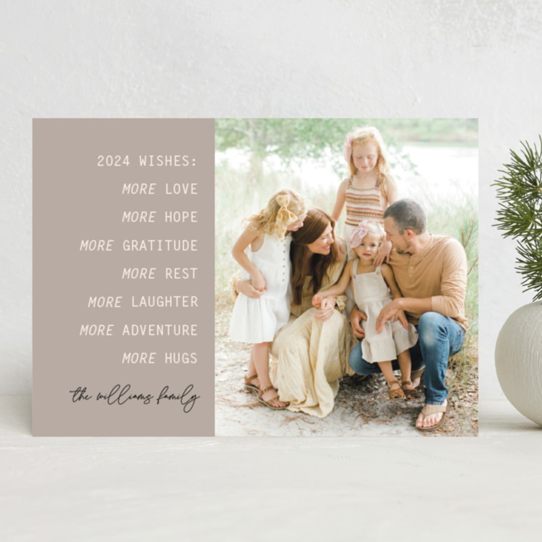 "More for 2023" - Holiday Cards in Taupe by Alicia Schultz - Front