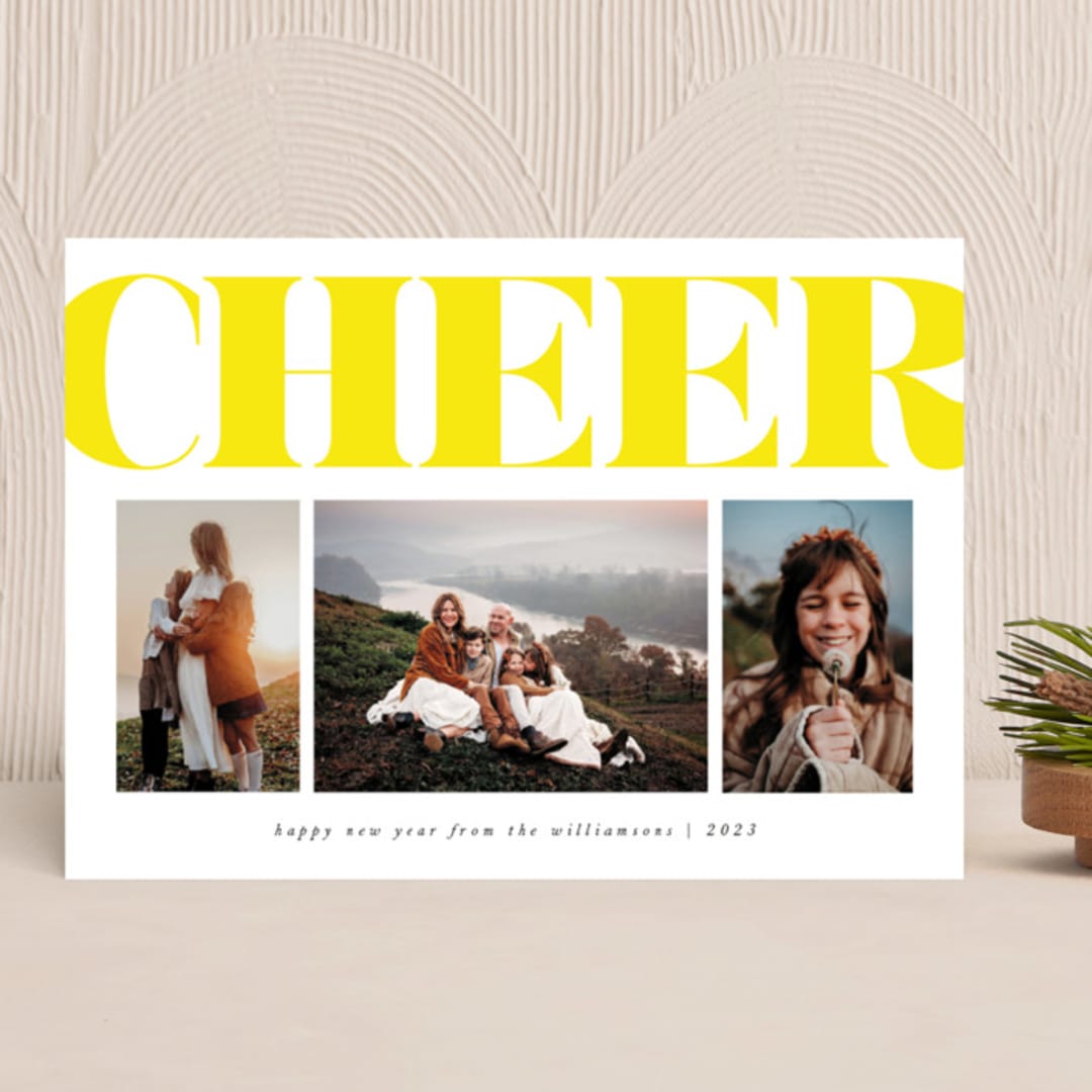 "Glitter Cheer" - Holiday Cards in Lemon Drop by Anna Elder - Front