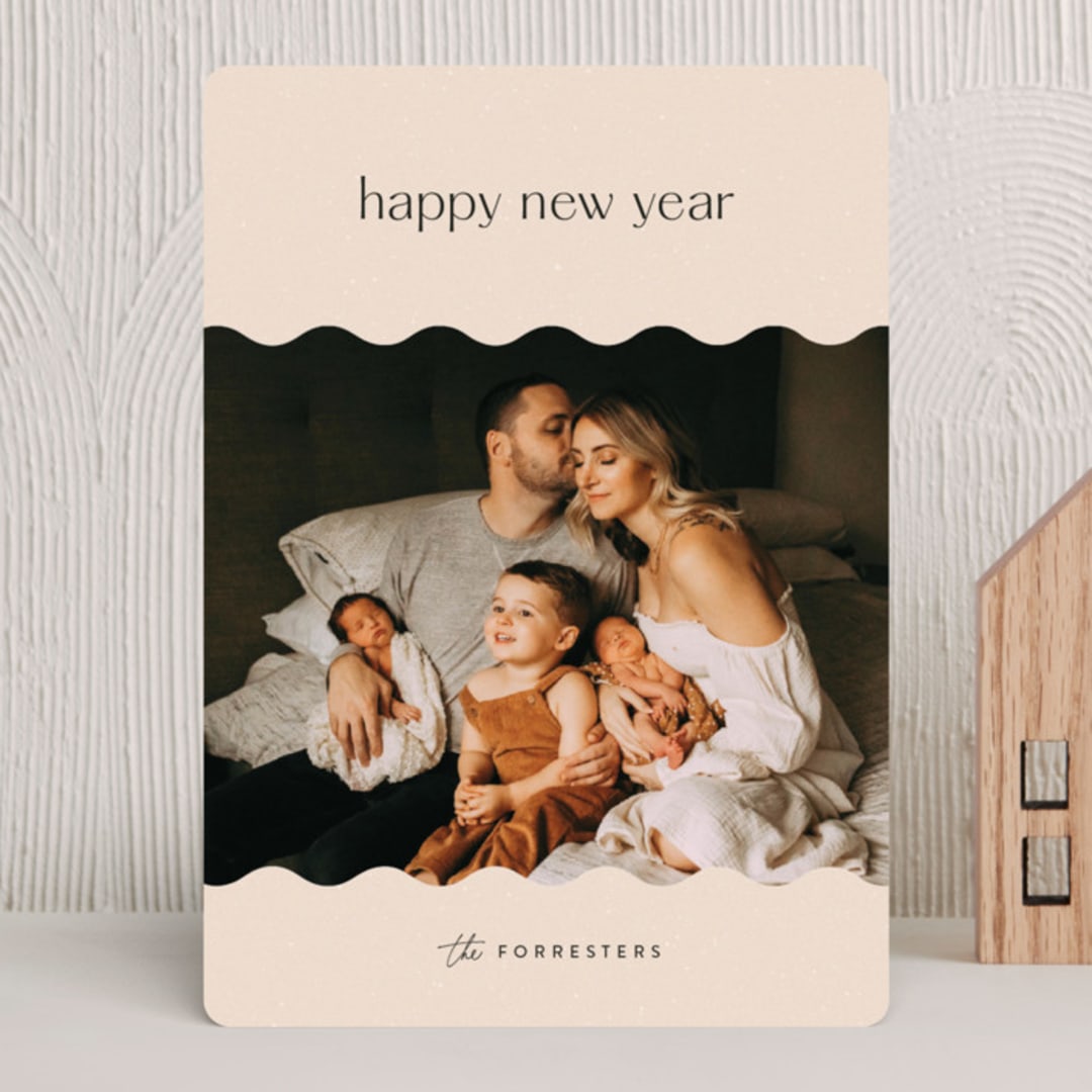 "Simple Waves" - Holiday Cards in Latte by Ekko Studio - Front