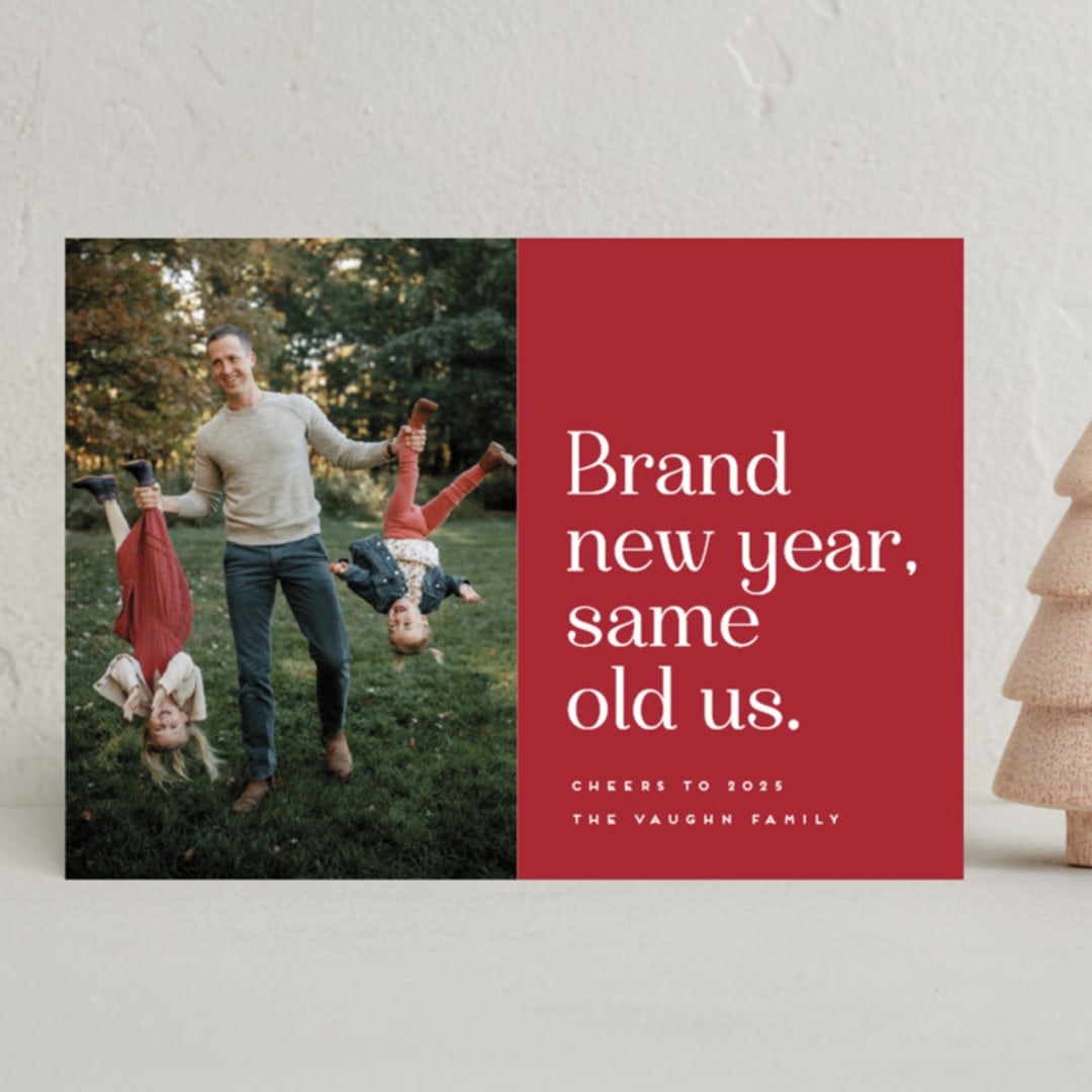 "Same Old Us" - Holiday Cards in Pomegranate by Erica Krystek - Front