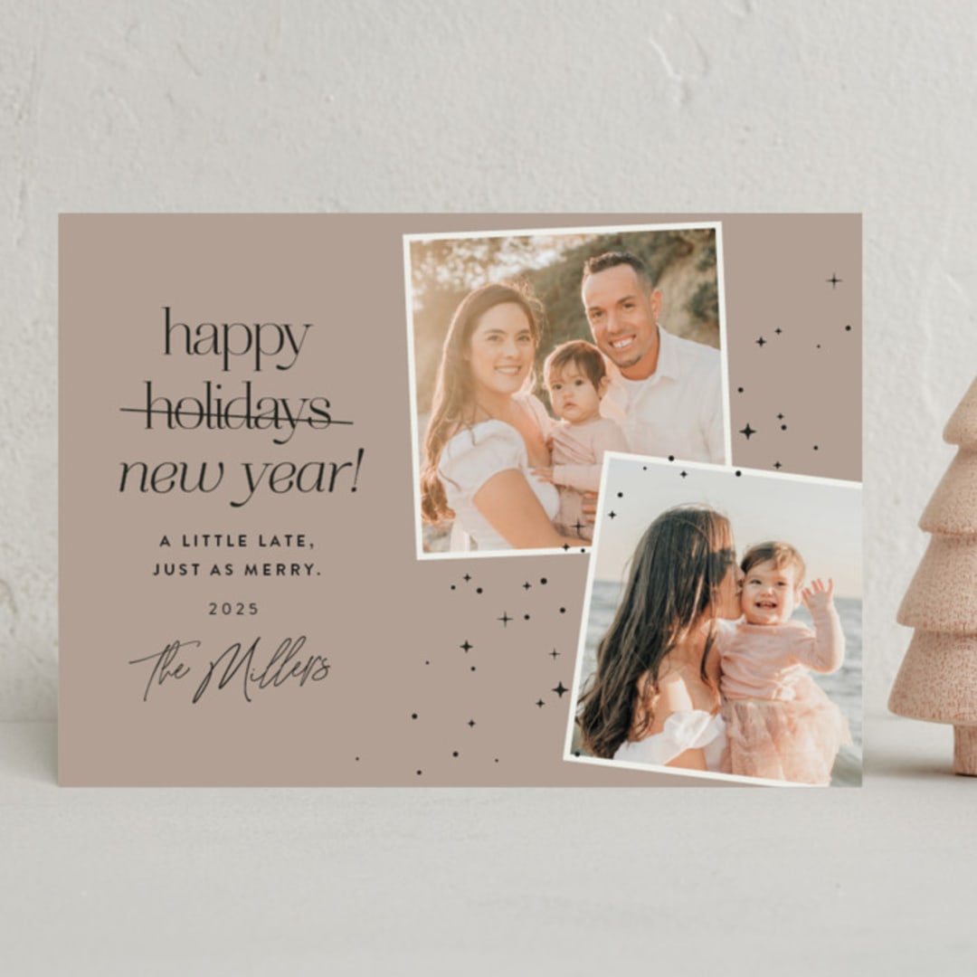 "A Little Late" - Holiday Cards in Cocoa by Stephanie Hawkes - Front
