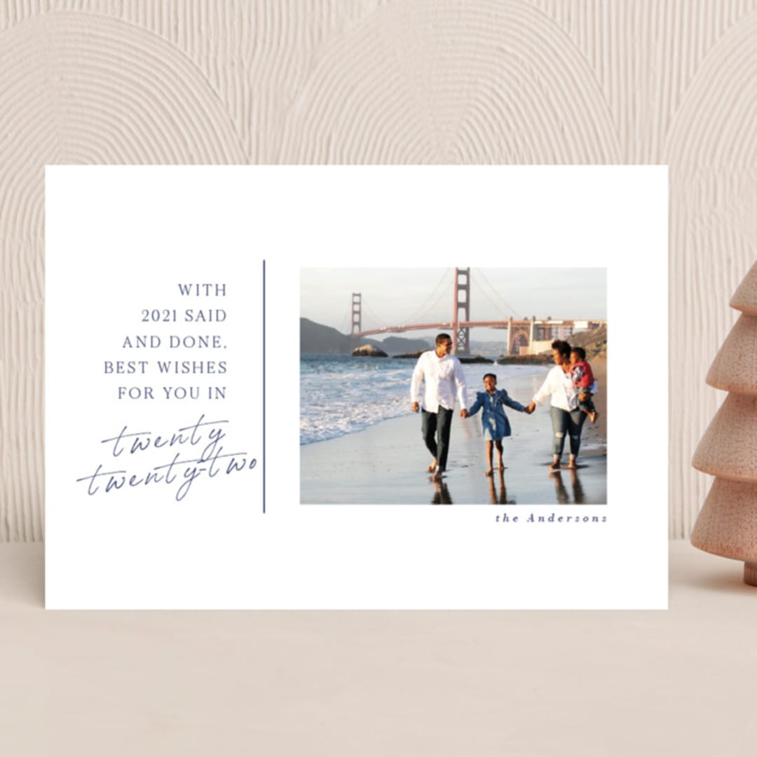 "Said and Done" - Holiday Cards in Navy by Jackie Mangiolino - Front