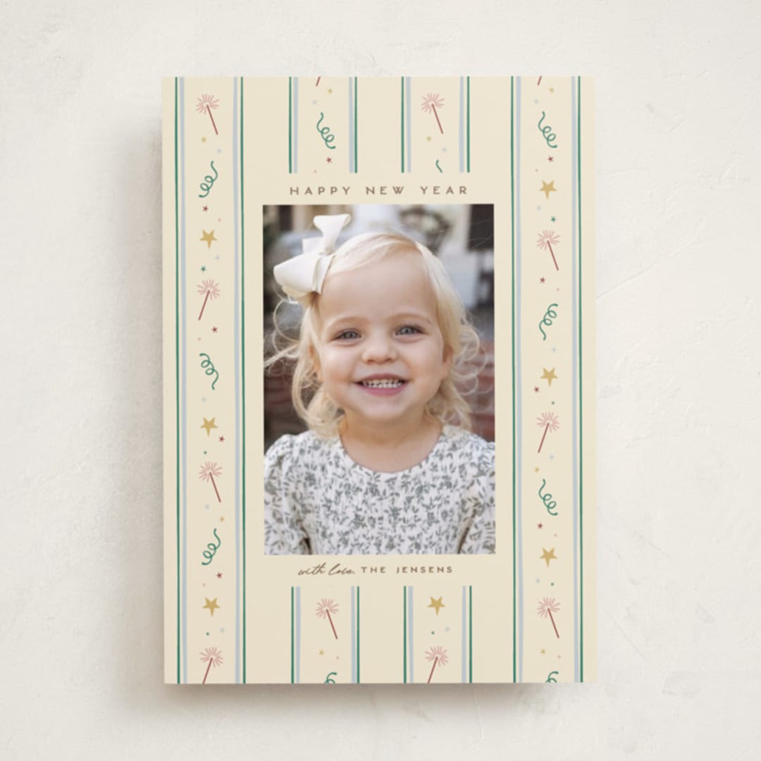 "sparkling stripes" - Holiday Cards in Teal by Ellen Schlegelmilch - Front