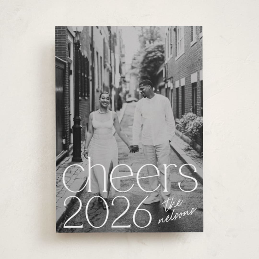 "Dignified Cheers" - Holiday Cards in Vanilla by Charter Oaks Creative - Front