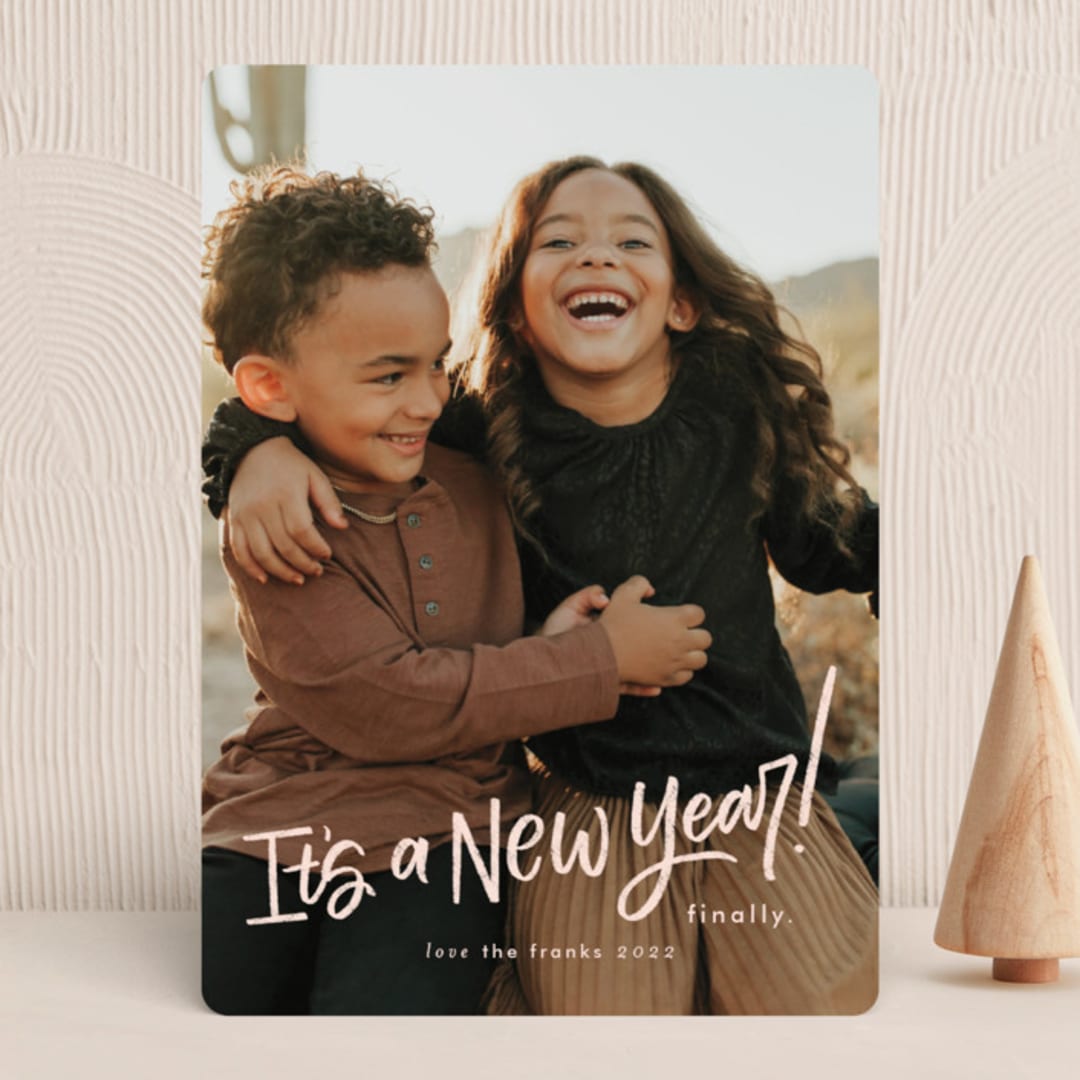 "Finally a New Year" - Holiday Cards in Mulberry by Amy Payne - Front