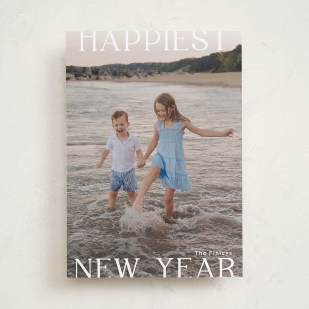 "New Year Happiness" - Holiday Cards in Cotton by Angela Thompson - Front