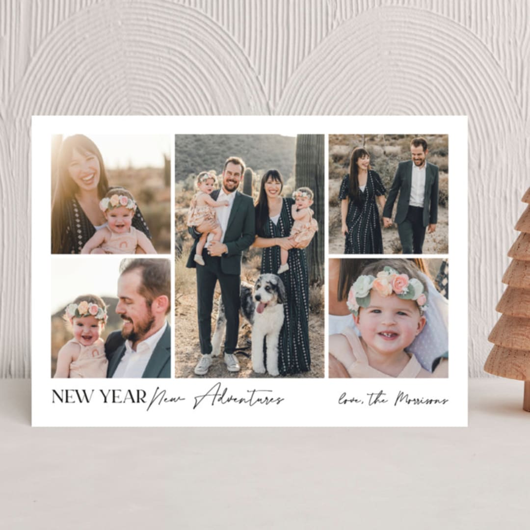 "New Year, New Adventures" - Holiday Cards in Black Sesame by Alexandra Cohn - Front