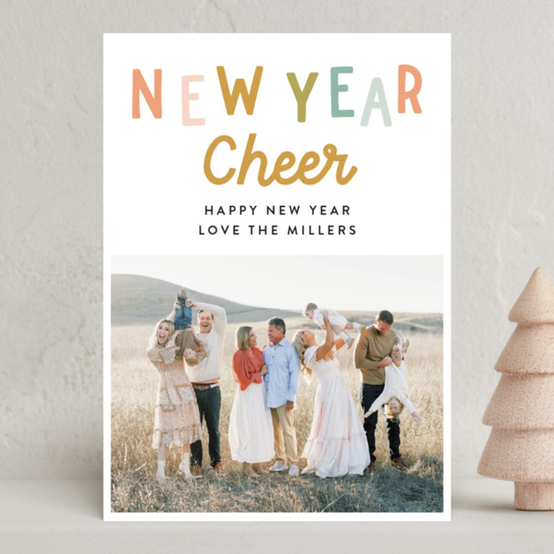 "Cheeky Cheer" - Holiday Cards in Candy Stripe by Darby McGuire - Front