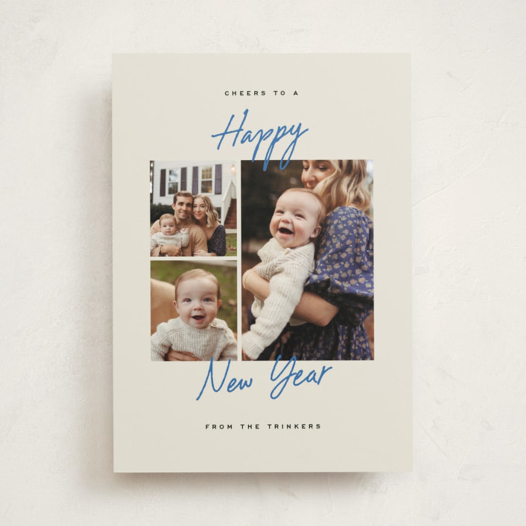"Sincere Cheer" - Holiday Cards in Azure by Amy Kross - Front