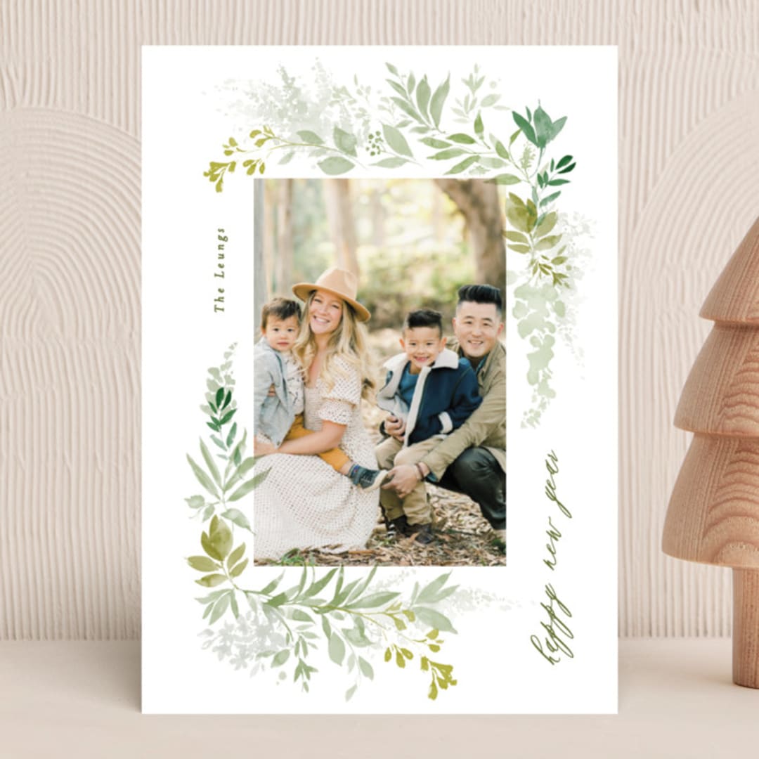 "green wisps" - Holiday Cards in Greenery by Phrosné Barwood - Front