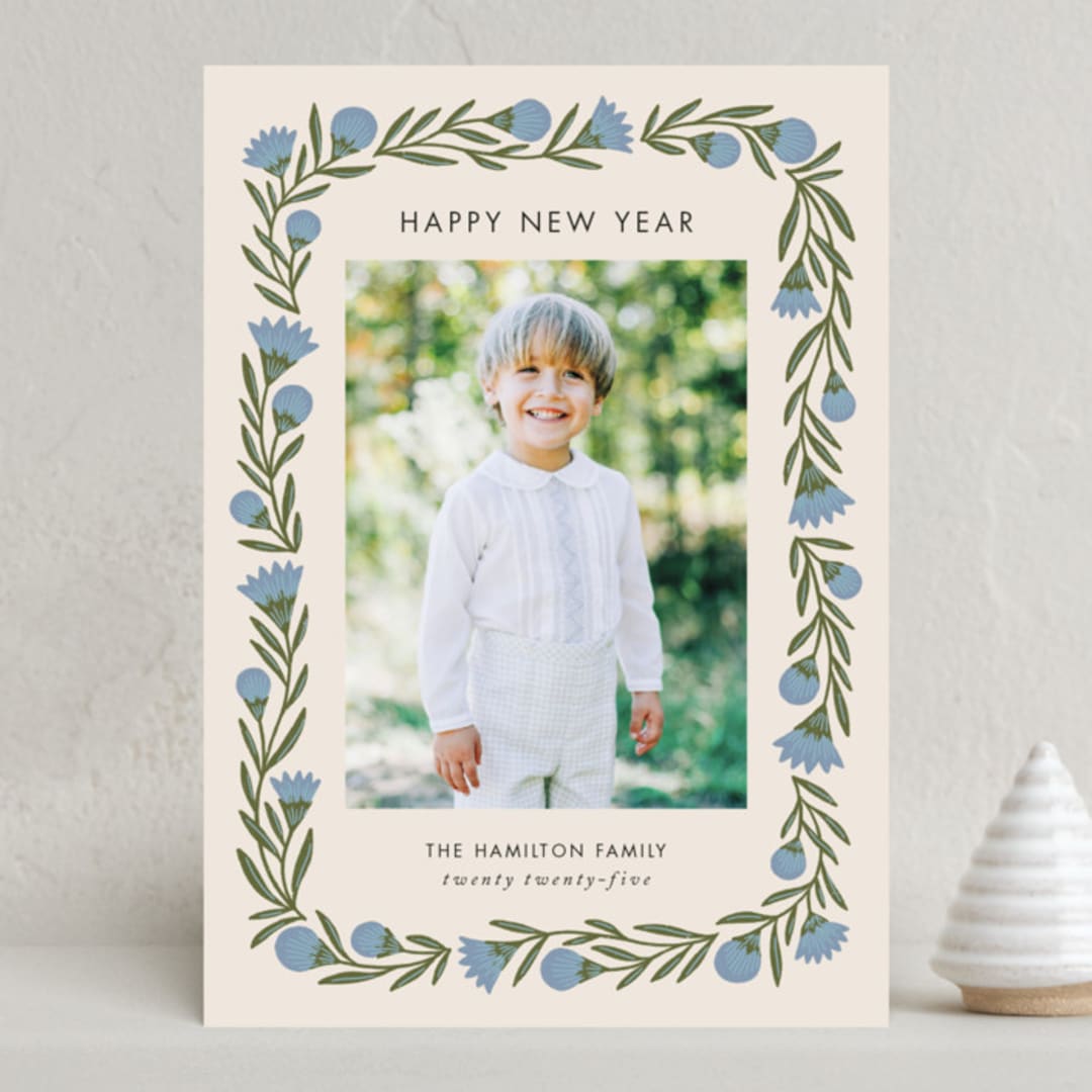 "wreath wrap" - Holiday Cards in Blue Spruce by Jen Owens - Front