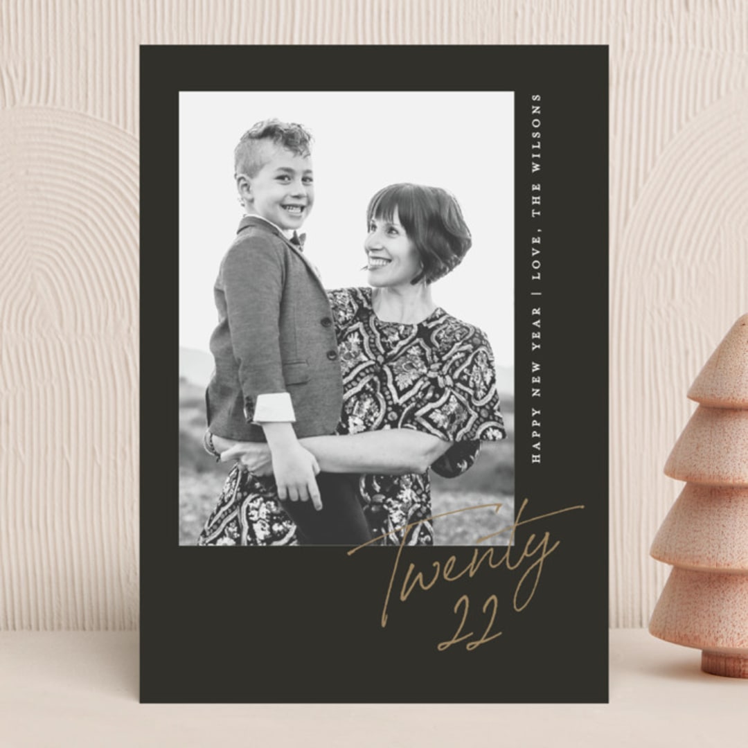 "Swanky" - Holiday Cards in Coal by Snow and Ivy - Front
