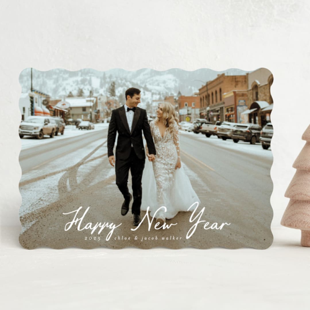 "Winter Greetings" - Holiday Cards in Snow by Ashley Iwafuchi - Front