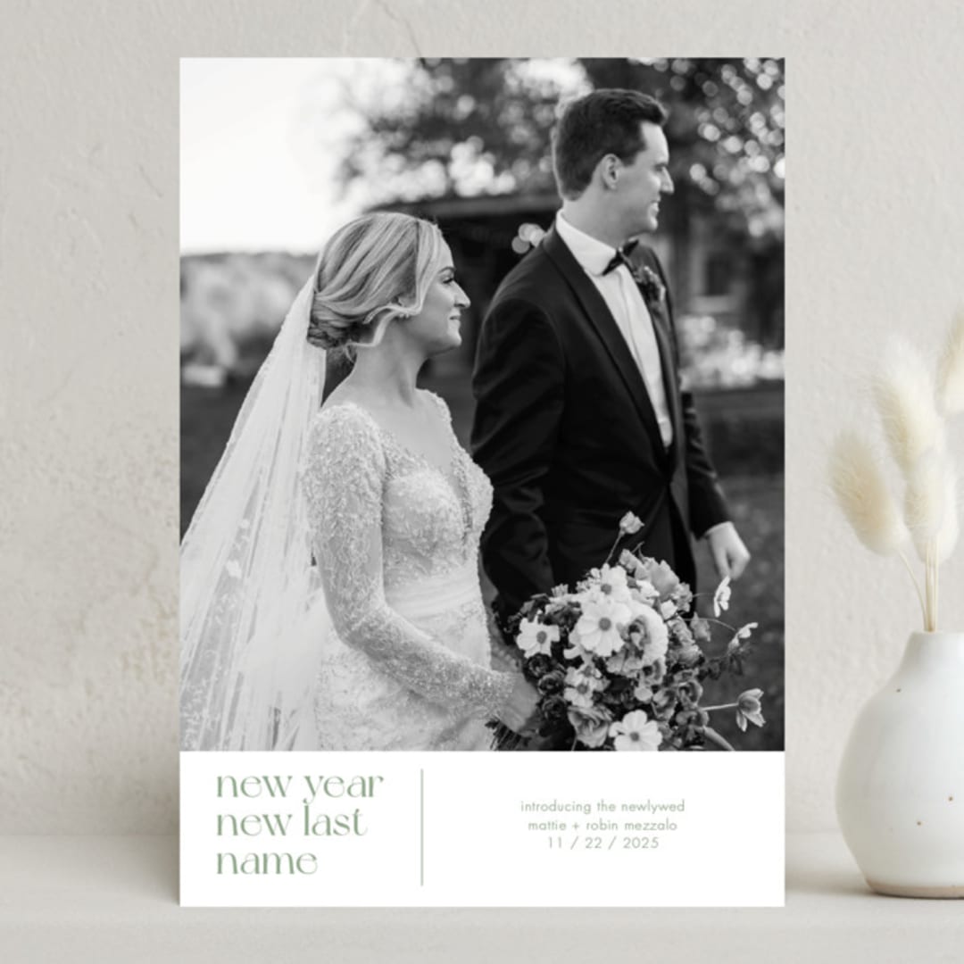 "new last name" - Holiday Cards in Sage by Bramble Studio - Front