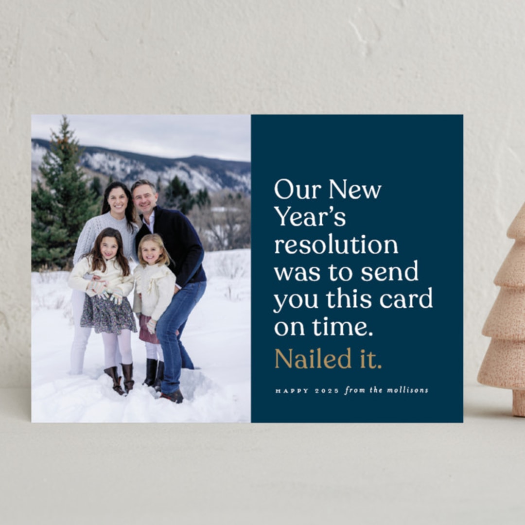 "Resolution" - Holiday Cards in Navy by Erica Krystek - Front