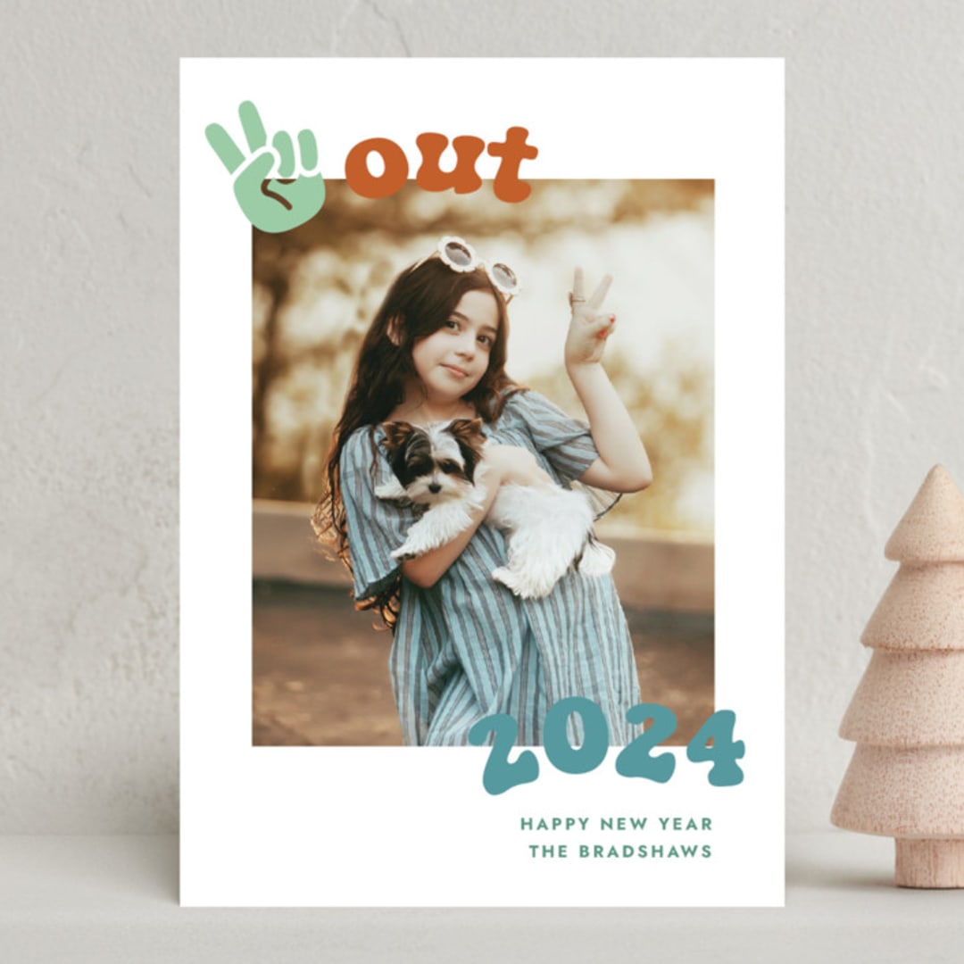 "peace out" - Holiday Cards in Mint by Megan Davis - Front