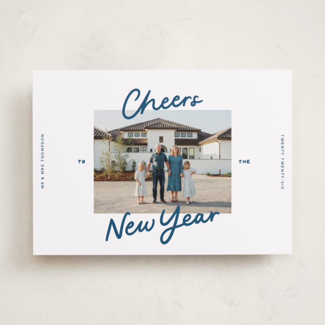 "A Simple Cheers" - Holiday Cards in Blue Jeans by Abbigail Lim - Front