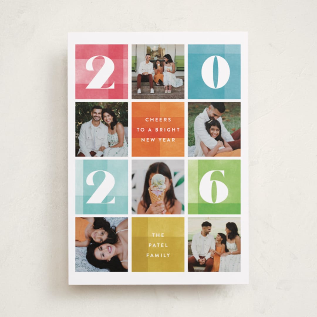 "Cheerful Checkerboard" - Holiday Cards in Sprinkle by Robert and Stella - Front