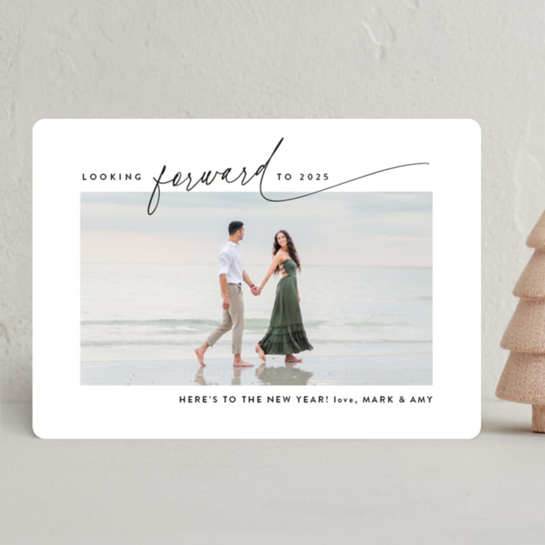 "Looking Forward" - Holiday Cards in Coal by Jackie Crawford - Front