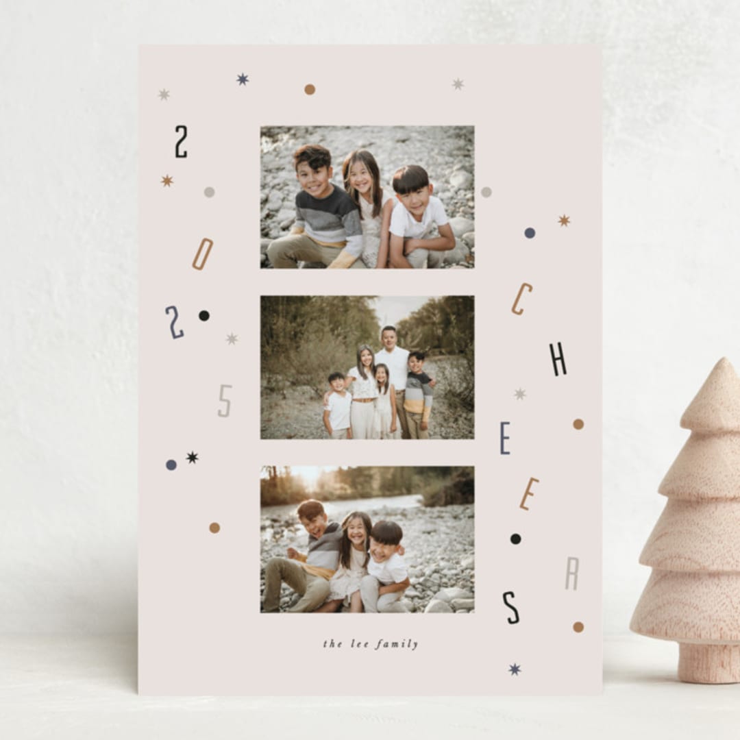 "Letter Confetti" - Holiday Cards in Latte by Corinne Malesic - Front
