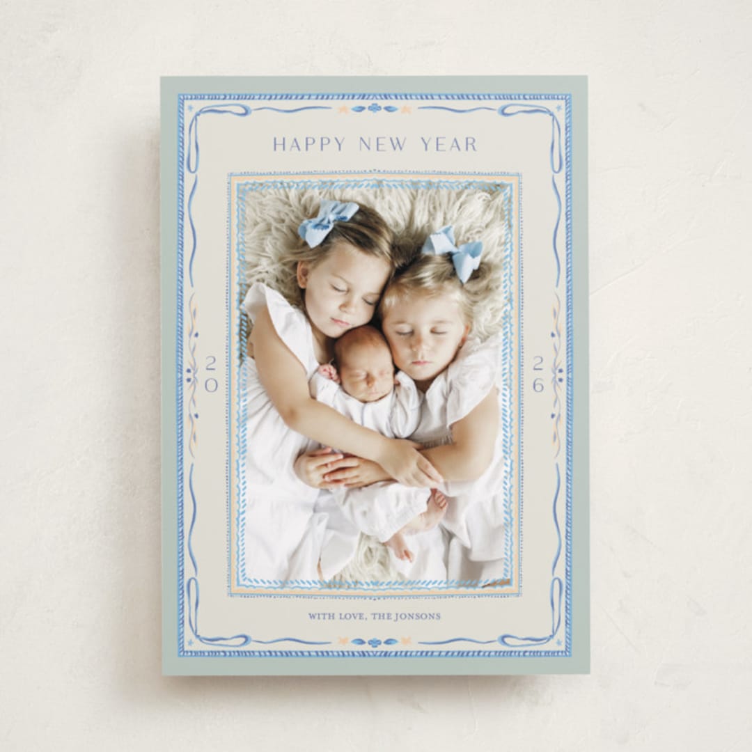 "Delicate botanical frame" - Holiday Cards in Wintermint by Lucrecia Caporale - Front