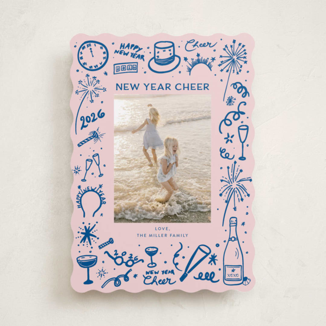 "New Year Cheer Doodles" - Holiday Cards in Blue Jay by Erika Firm - Front