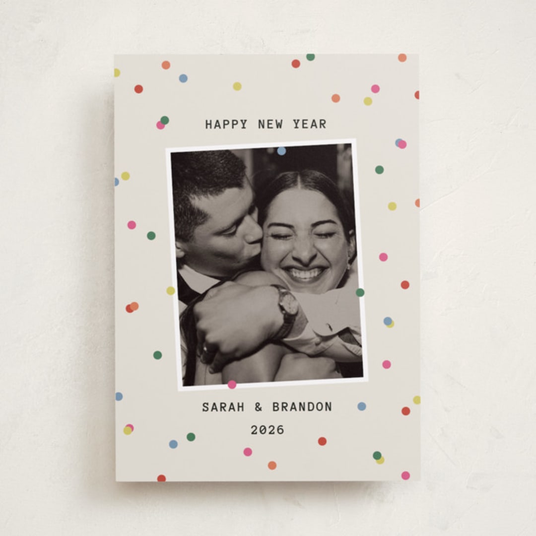 "Confetti Moment" - Holiday Cards in Ecru by Kercia Jane - Front